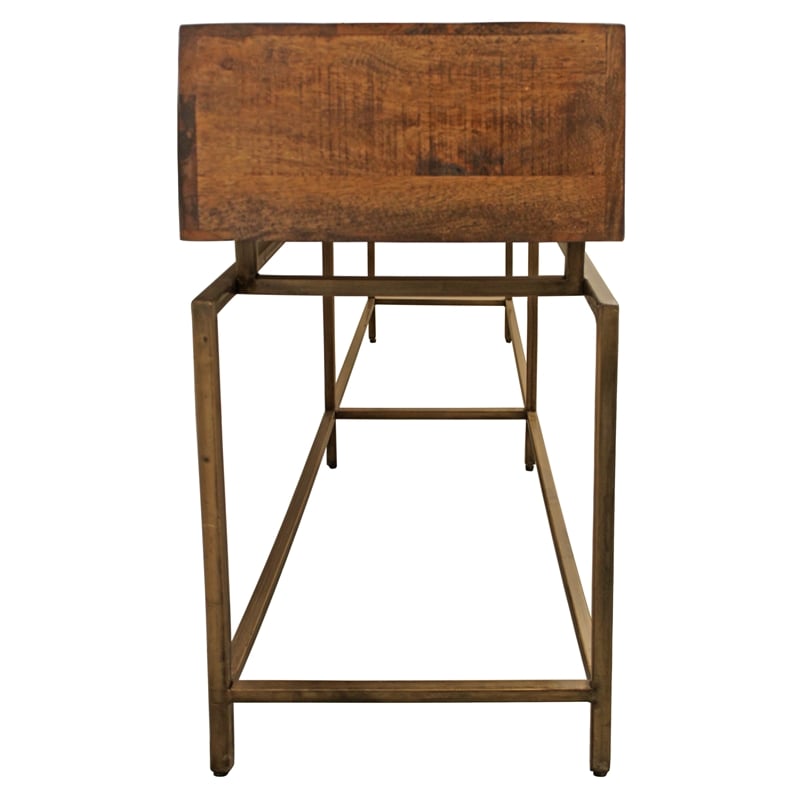 Pemberly Row Solid Wood 4-Drawer Solid Wood Console Table in Brown