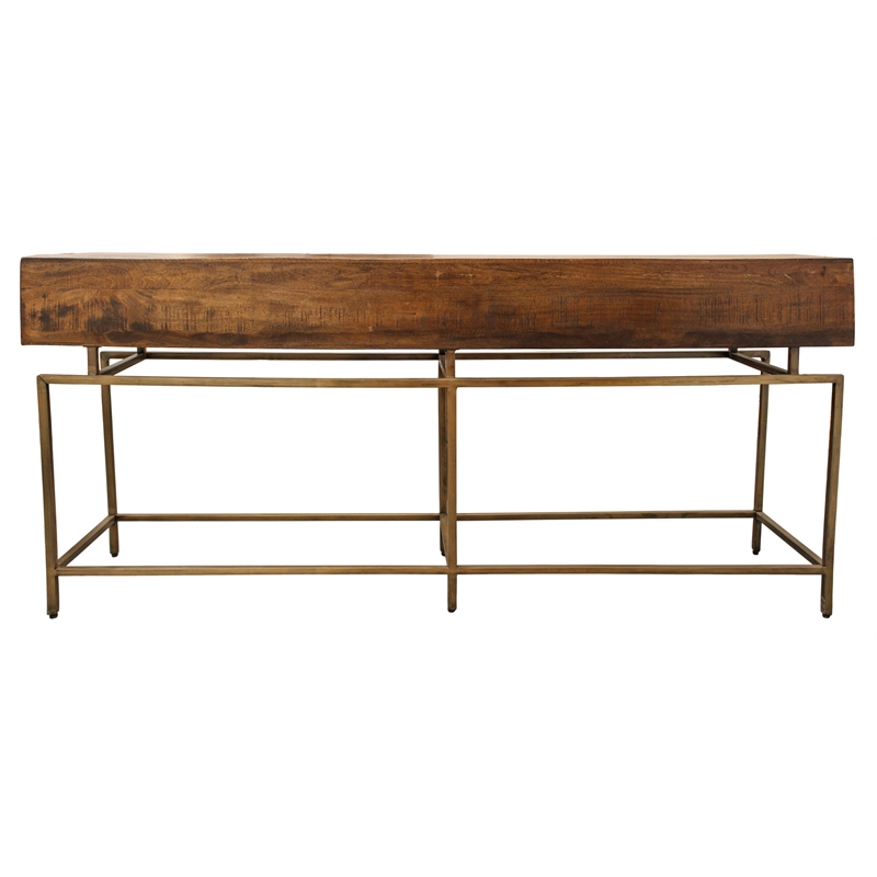 Pemberly Row Solid Wood 4-Drawer Solid Wood Console Table in Brown