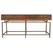 Pemberly Row Solid Wood 4-Drawer Solid Wood Console Table in Brown