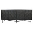 Pemberly Row Solid Wood 4 Door Sideboard on Cast Iron Base in Brown