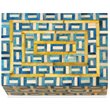 Pemberly Row Mango Solid Wood Grid Box in Blue with Geometric Design
