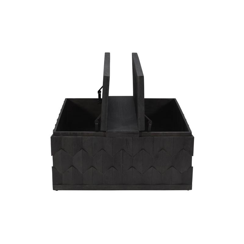 Pemberly Row Storage Cocktail Table in Dark Gray on Mango Solid Wood