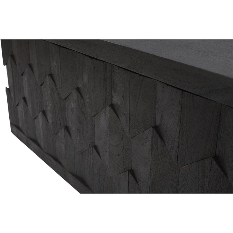 Pemberly Row Storage Cocktail Table in Dark Gray on Mango Solid Wood