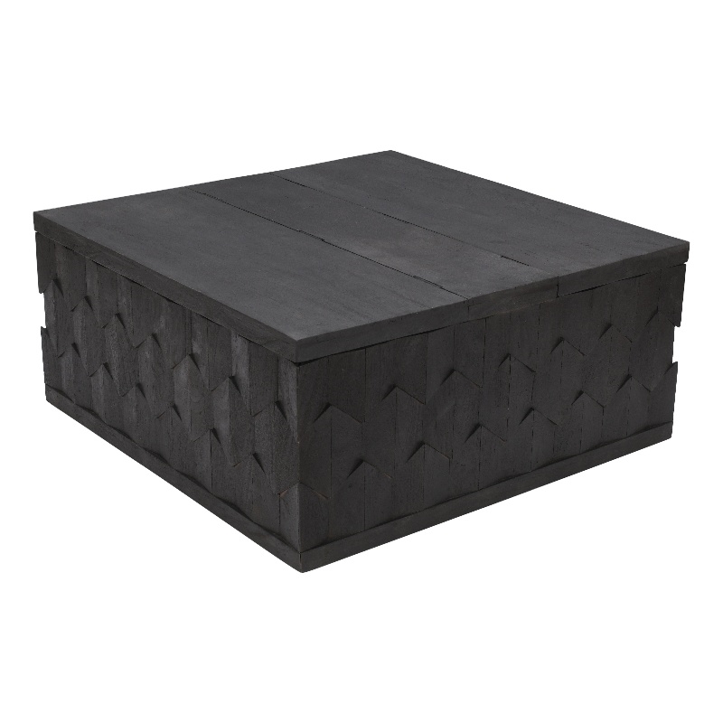 Pemberly Row Storage Cocktail Table in Dark Gray on Mango Solid Wood