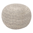 Pemberly Row Modern Round Pouf in Silver Wool with Polyester Filling