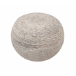 Pemberly Row Modern Round Pouf in Silver Wool with Polyester Filling