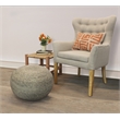Pemberly Row Modern Round Pouf in Silver Wool with Polyester Filling
