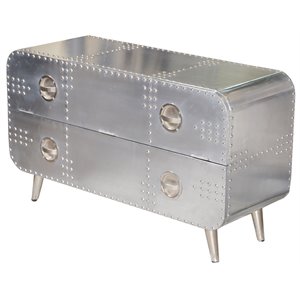 Pemberly Row 1-Drawer 1-Shelf TV Console with Silver Aluminum Cladding