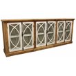 Pemberly Row Solid Wood 6 Door Sideboard with Glass Inserts in Natural