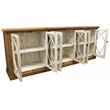 Pemberly Row Solid Wood 6 Door Sideboard with Glass Inserts in Natural