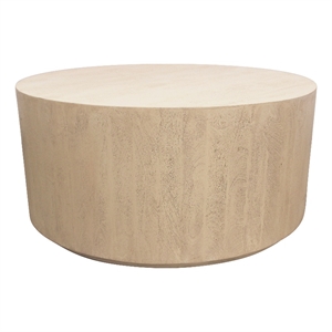 Pemberly Row 36&quot Solid Wood Round Cocktail Table in Stone Natural Finish