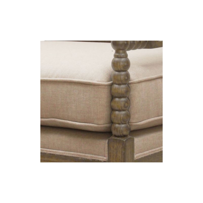 Pemberly Row Solid Wood Occasional Chair Upholstered in Ivory Linen Fabric