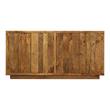 Pemberly Row 4 Hand Carved Doors Mid-Century Solid Wood Sideboard in Natural