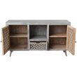 Pemberly Row Solid Wood 2 Door 1 Drawer Hand-Carved Media Console in Natural
