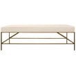 Pemberly Row Bench Upholstered in Ivory Linen Fabric on a Brass Cast Iron Base