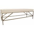 Pemberly Row Bench Upholstered in Ivory Linen Fabric on a Brass Cast Iron Base