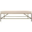 Pemberly Row Bench Upholstered in Ivory Linen Fabric on a Brass Cast Iron Base