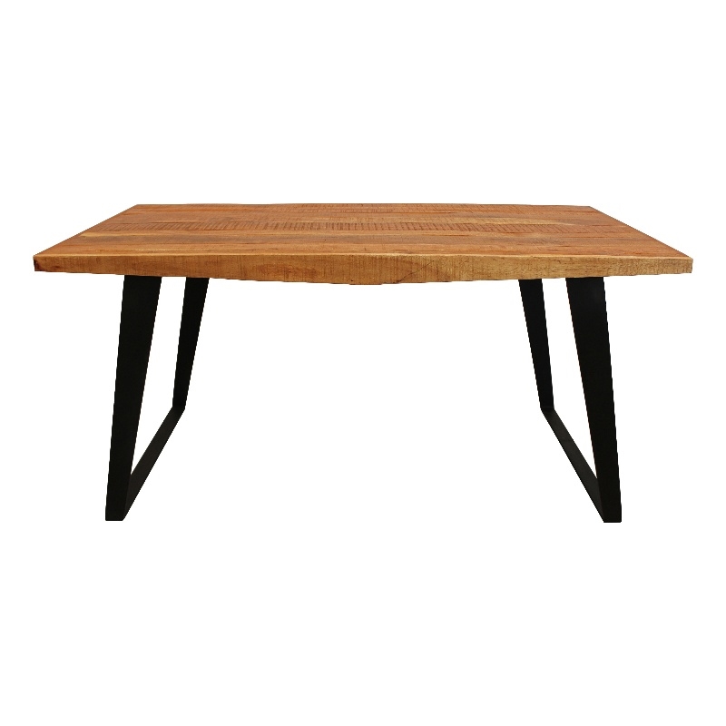 Pemberly Row Dining Table in Modern Natural Finish on Solid Wood with Iron Base