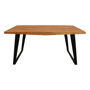 Pemberly Row Dining Table in Modern Natural Finish on Solid Wood with Iron Base