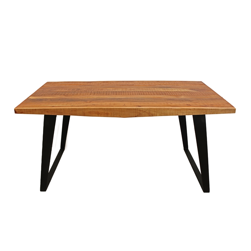 Pemberly Row Dining Table in Modern Natural Finish on Solid Wood with Iron Base