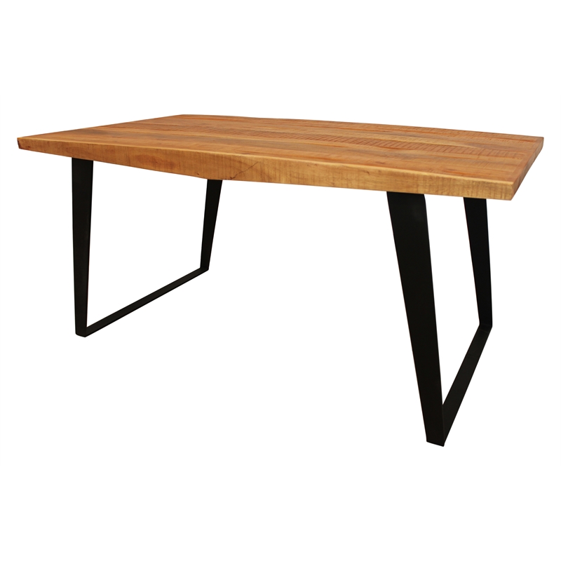Pemberly Row Dining Table in Modern Natural Finish on Solid Wood with Iron Base