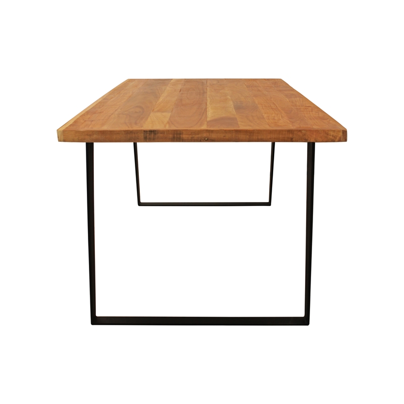 Pemberly Row Dining Table in Modern Natural Finish on Solid Wood with Iron Base