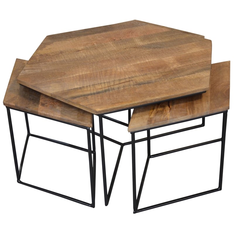 Pemberly Row 4-Piece Occasional Table Set in Modern Natural Finish on Solid Wood