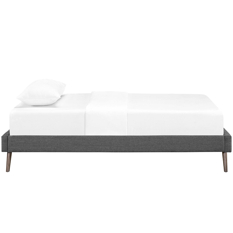Pemberly Row Mid-Century Fabric Upholstered Twin Platform Bed in Gray