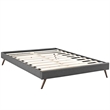 Pemberly Row Mid-Century Fabric Upholstered Queen Platform Bed in Gray