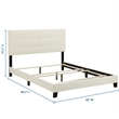 Pemberly Row Full Modern Style Performance Velvet Bed in Ivory