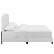 Pemberly Row King Modern Style Faux Leather Bed in White Finish