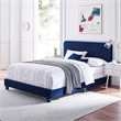 Pemberly Row Channel Tufted Performance Velvet Twin Bed in Navy