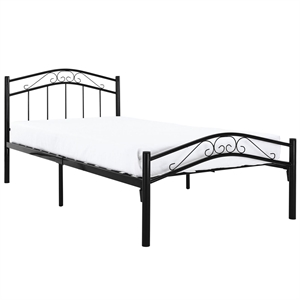 Pemberly Row Modern Solidly Welded Iron Twin Bed in Black Finish