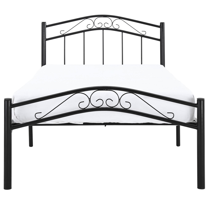 Pemberly Row Modern Solidly Welded Iron Twin Bed in Black Finish