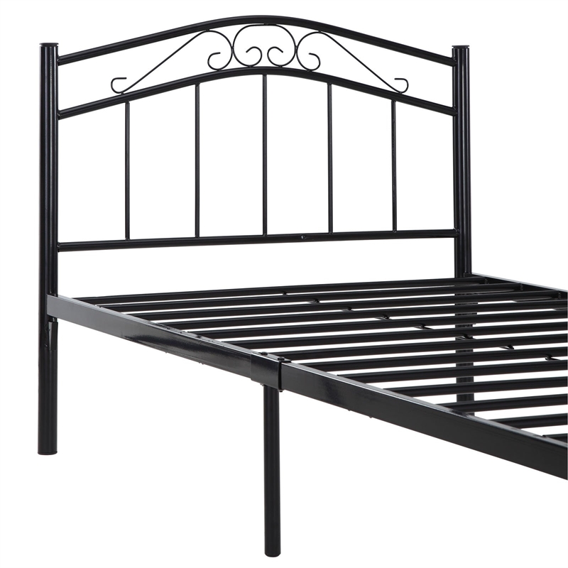 Pemberly Row Modern Solidly Welded Iron Twin Bed in Black Finish