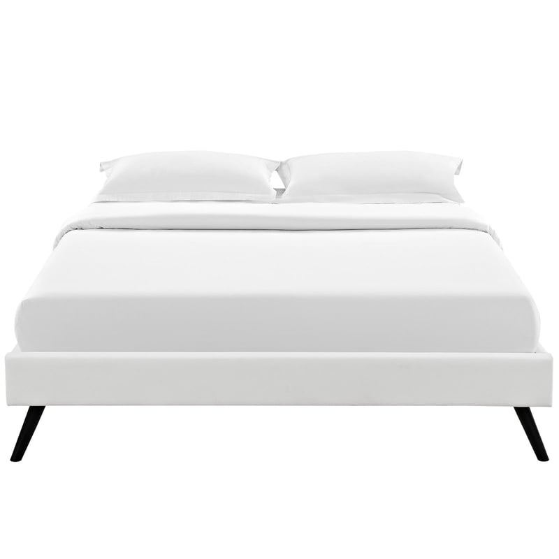 Pemberly Row Faux Leather Upholstered Full Platform Bed in White