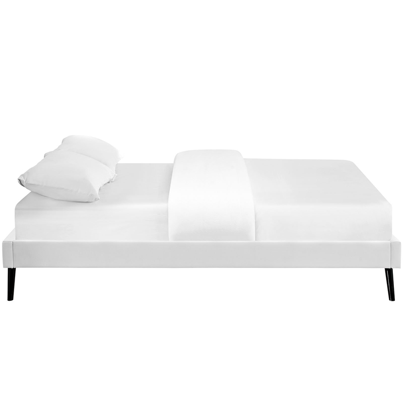 Pemberly Row Faux Leather Upholstered Full Platform Bed in White