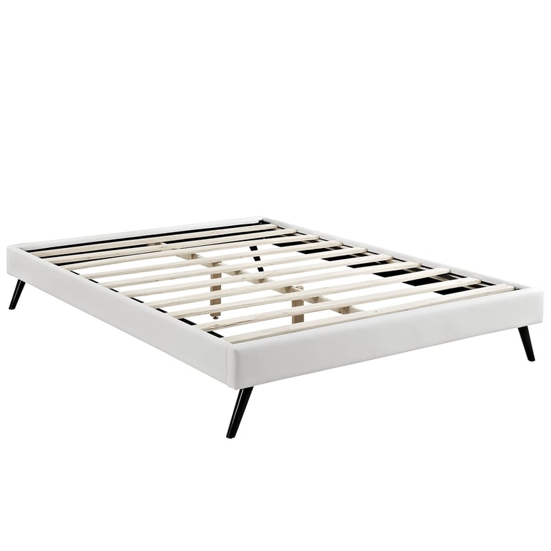 Pemberly Row Faux Leather Upholstered Full Platform Bed in White