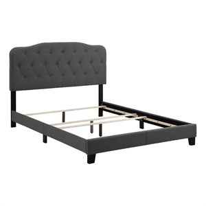 Pemberly Row King Upholstered Polyester Fabric Bed in Gray Finish