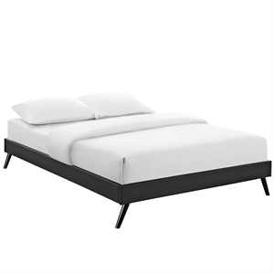 Pemberly Row Faux Leather Upholstered Queen Platform Bed in Black