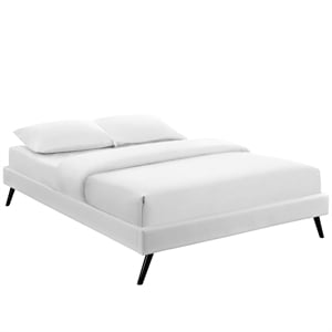 Pemberly Row Faux Leather Upholstered Queen Platform Bed in White