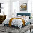Pemberly Row Full Modern Style Performance Velvet Bed in Sea Blue