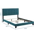 Pemberly Row Full Modern Style Performance Velvet Bed in Sea Blue