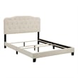 Pemberly Row Queen Upholstered Polyester Fabric Bed in Beige Finish
