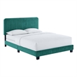 Pemberly Row Channel Tufted Performance Velvet King Bed in Teal Green