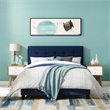 Pemberly Row Full Modern Performance Velvet Bed in Midnight Blue