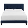 Pemberly Row Full Modern Performance Velvet Bed in Midnight Blue