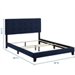 Pemberly Row Full Modern Performance Velvet Bed in Midnight Blue