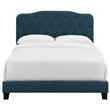 Pemberly Row Full Upholstered Polyester Fabric Bed in Azure Blue Finish