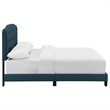 Pemberly Row Full Upholstered Polyester Fabric Bed in Azure Blue Finish